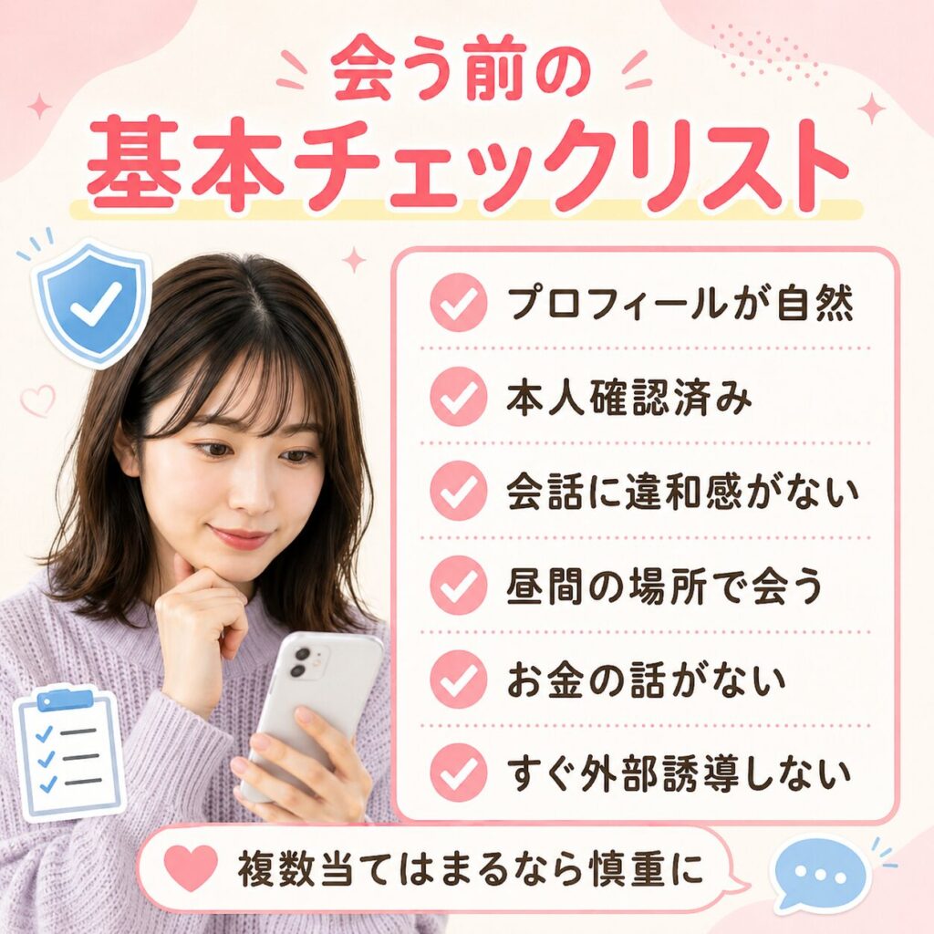 マッチングアプリ 安全対策 チェックリスト