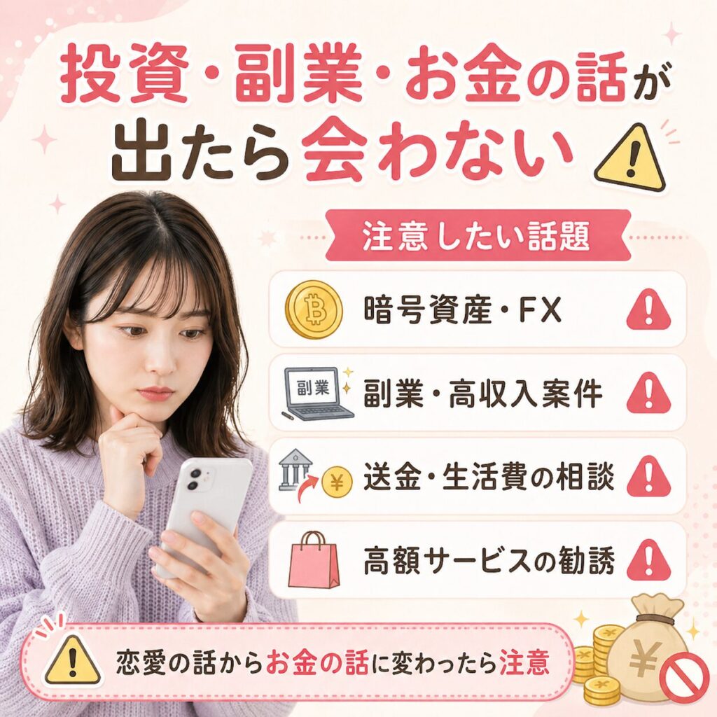 危険 マッチングアプリ 投資 詐欺 勧誘