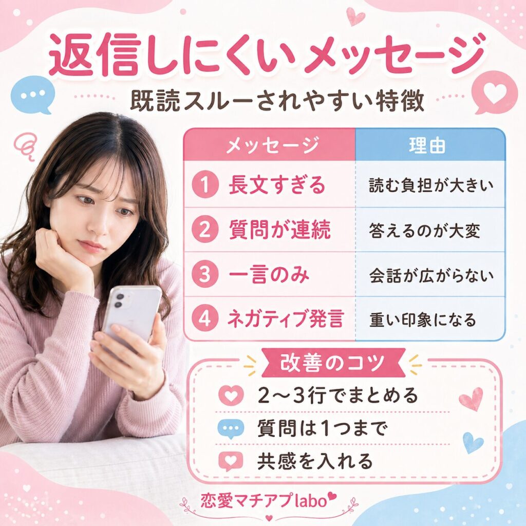 マッチングアプリ 既読無視 返事しにくい
