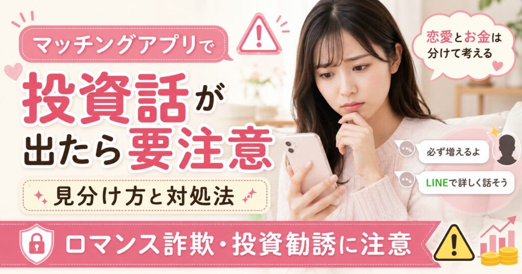 マッチングアプリ 投資詐欺 ロマンス詐欺 見分け方