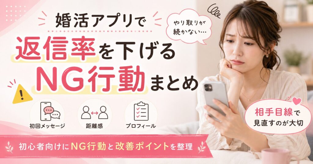 婚活アプリ メッセージ NG行動 返事が来ない 原因