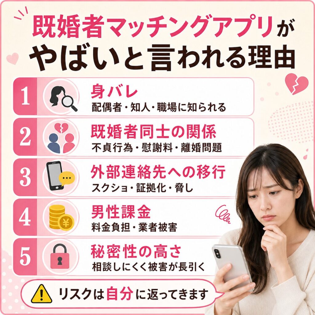 既婚者マッチングアプリ やばい 原因