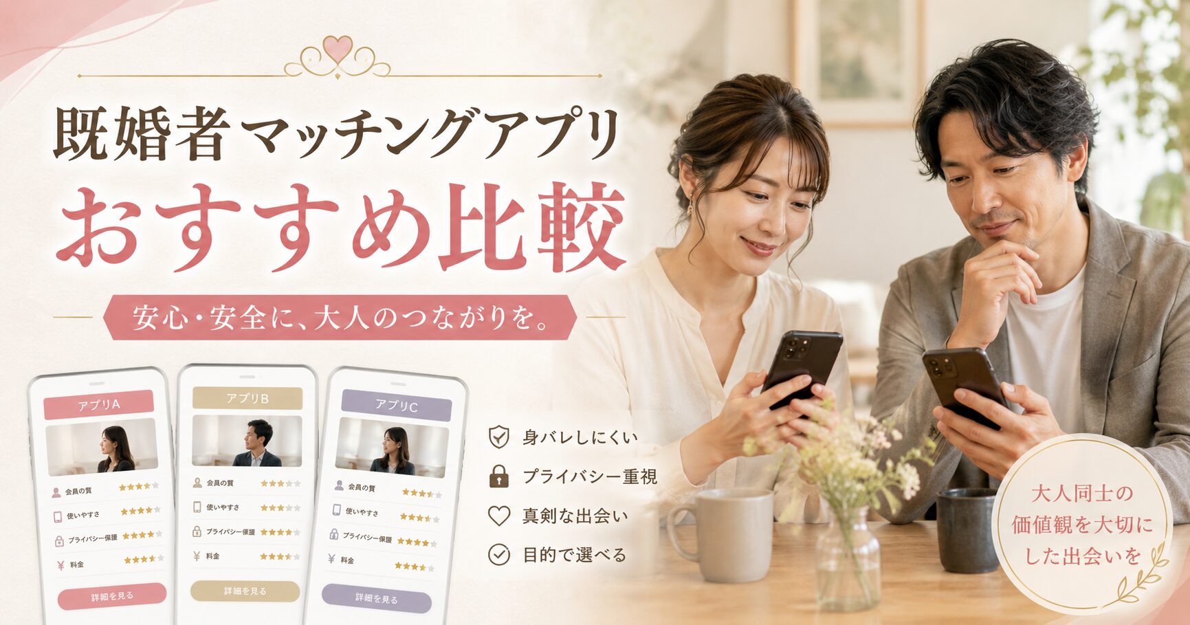 おすすめ 既婚者マッチングアプリ 出会い系サイト 30代 40代 料金
