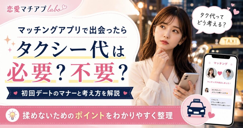 マッチングアプリ タクシー代 必要 要求 払うべき トラブル 交通費 夜 いくら