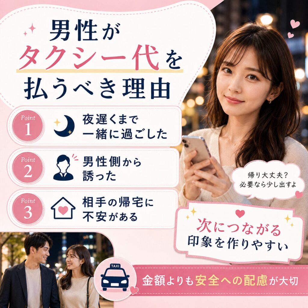 男性 タクシー代 払うべき
