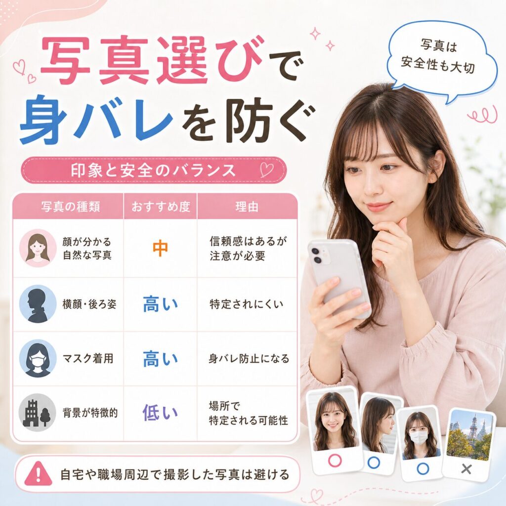 マッチングアプリ プロフィール写真 バレる 特定