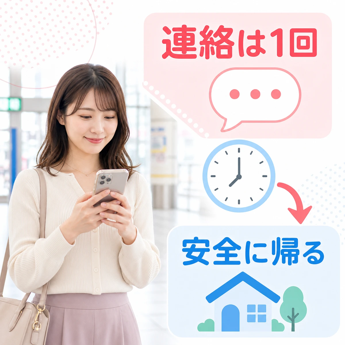 待ち合わせ場所で連絡を確認し、ドタキャン当日の対応と音信不通への対処を整理する成人女性の図解