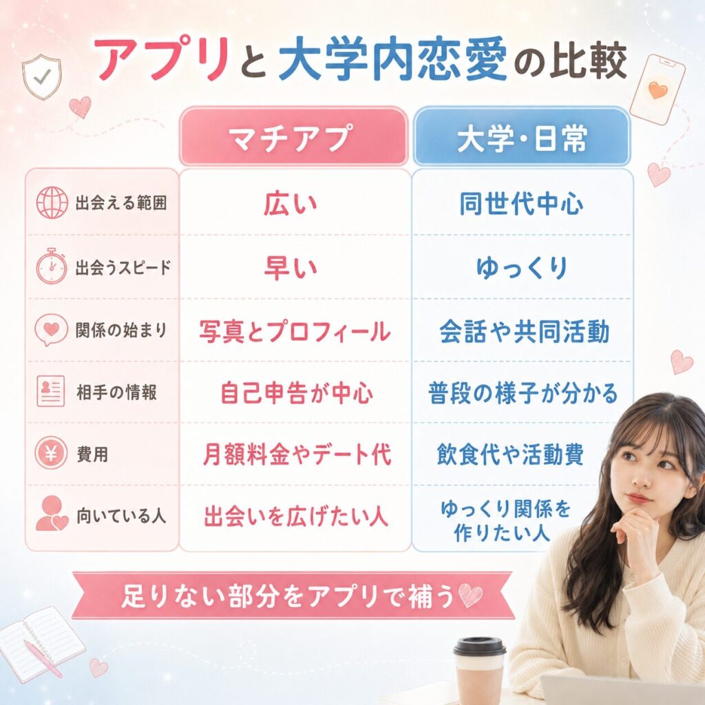 大学内恋愛 マッチングアプリ どっちがいい